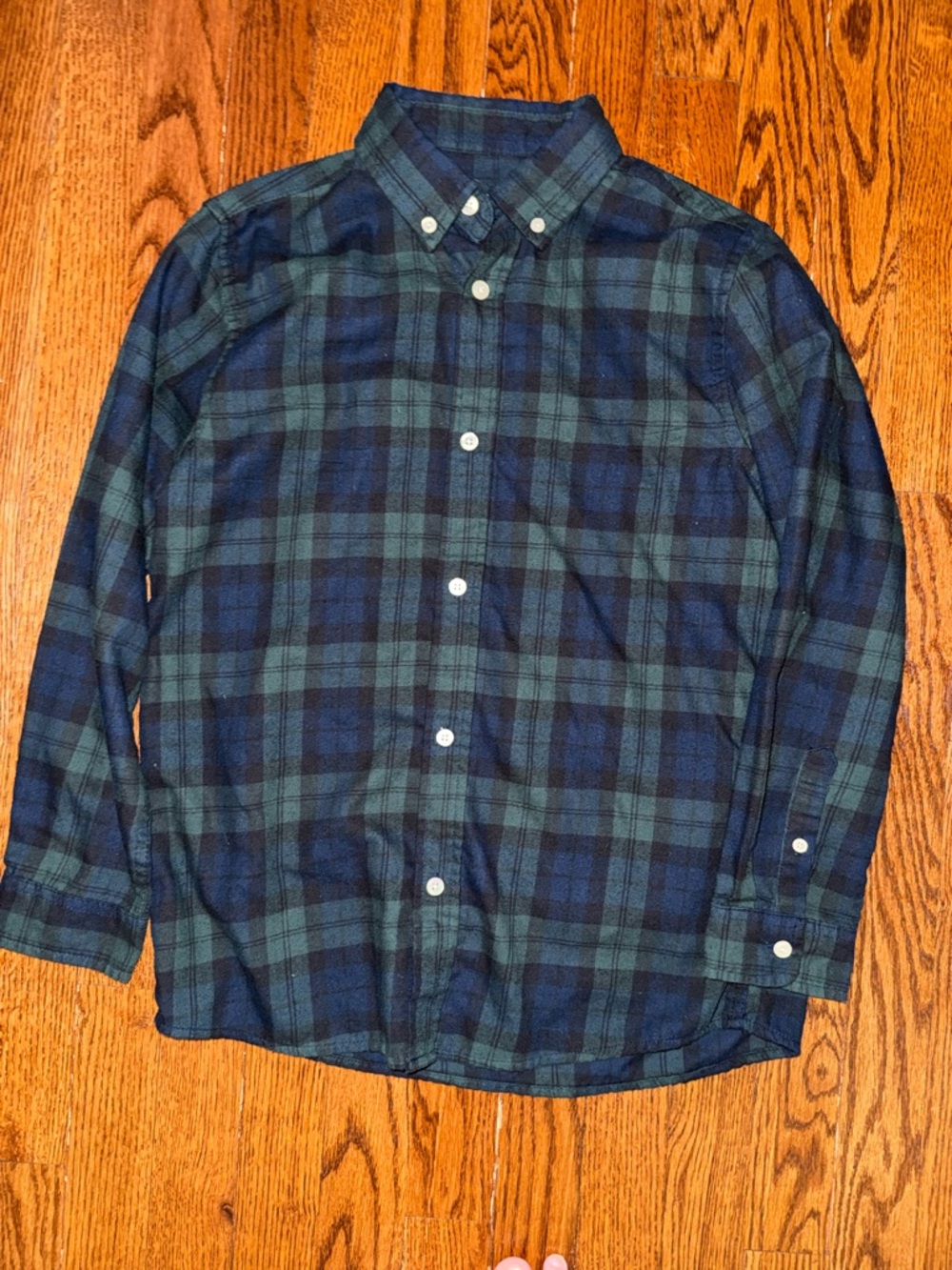 Kids' Button-Down Plaid Shirt - Green & Blue